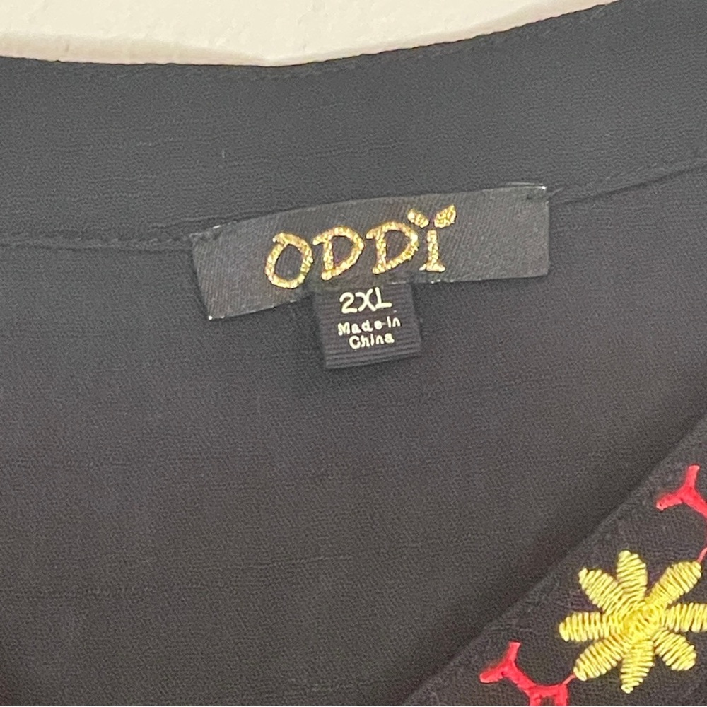 ODDY Embroidered Floral Tunic Black Top 2XL - Picture 5 of 6